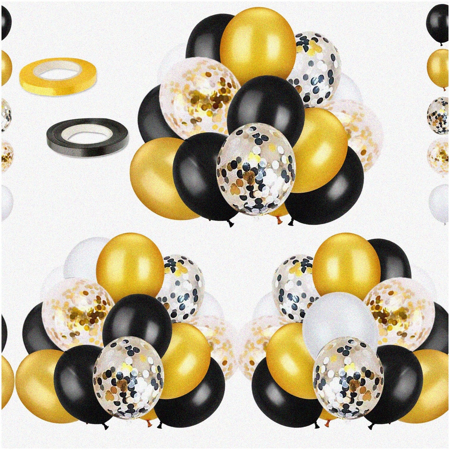 Black Gold Confetti Balloon Bundle 72 Pack