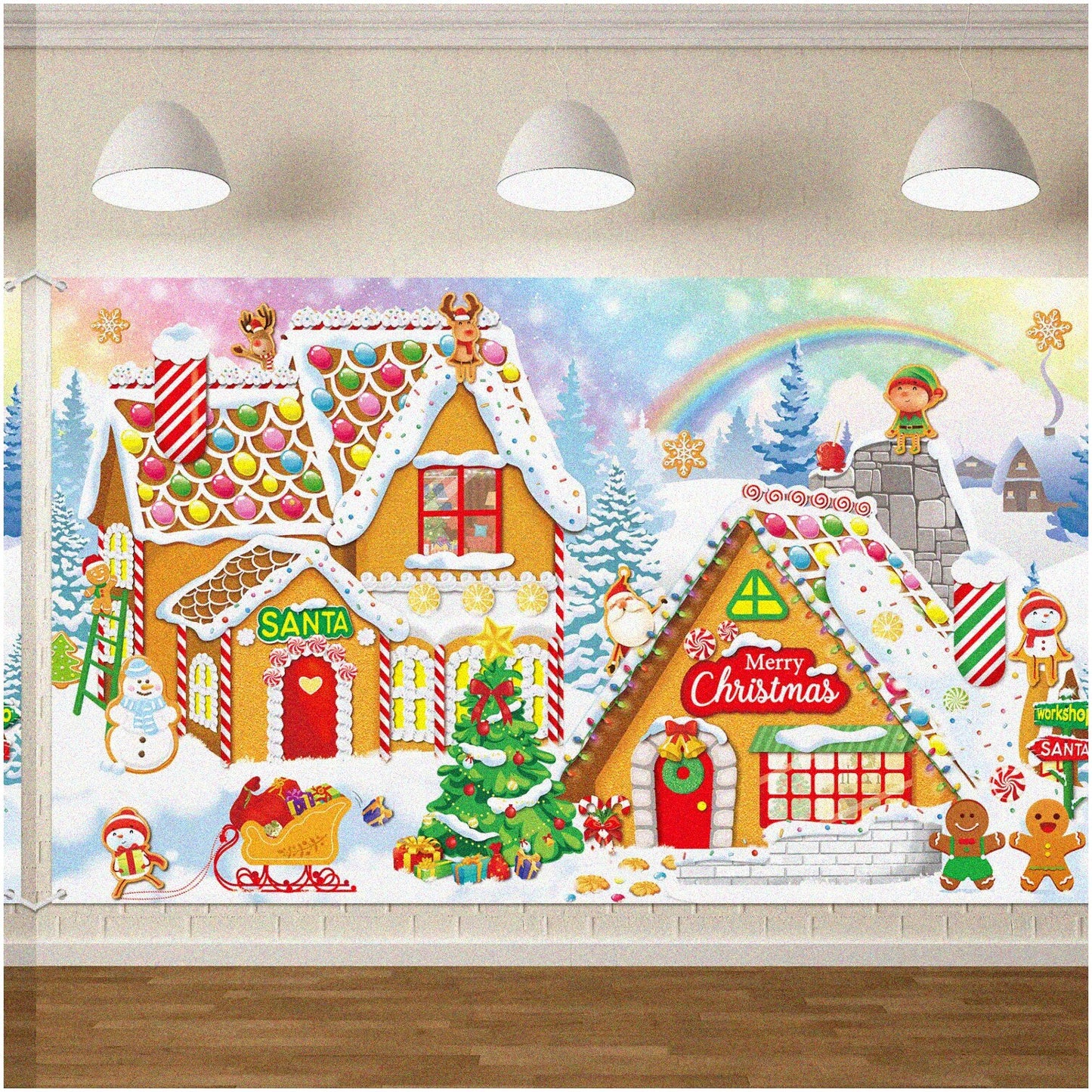Candyland Winter Wonderland Gingerbread House Backdrop 6x3.6ft