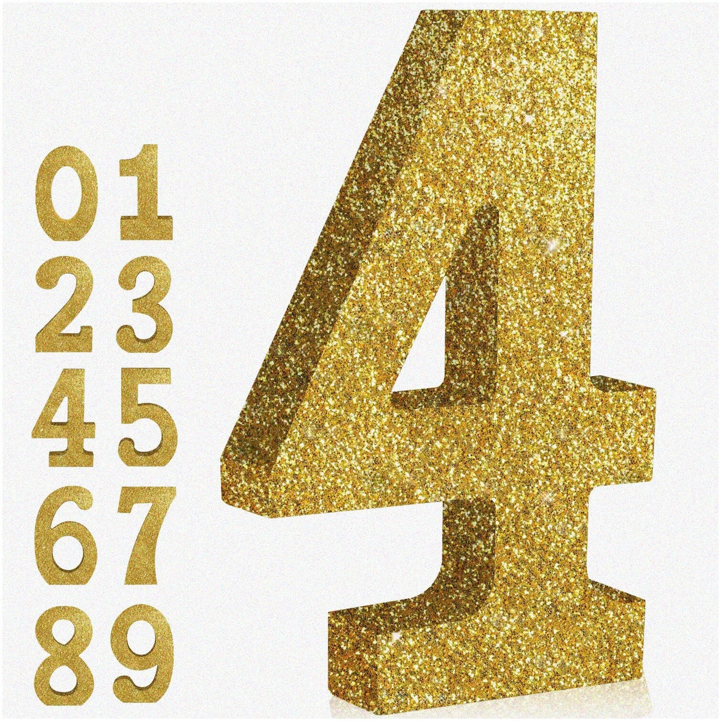 Gold Glitter Number 4 Table Centerpiece Set of 14