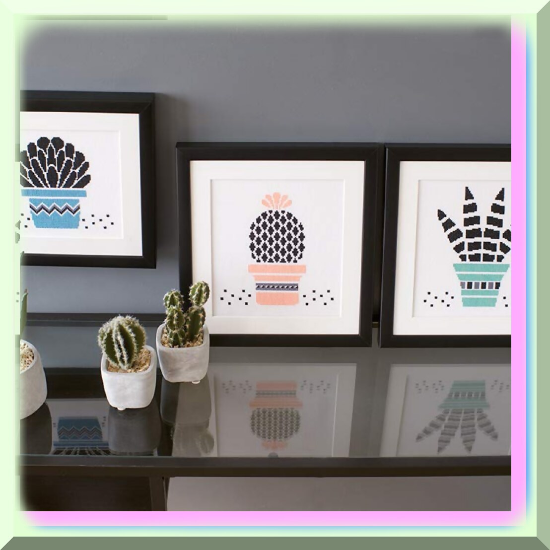 Vibrant Cross Stitch Kit for Succulent Embroidery Enthusiasts