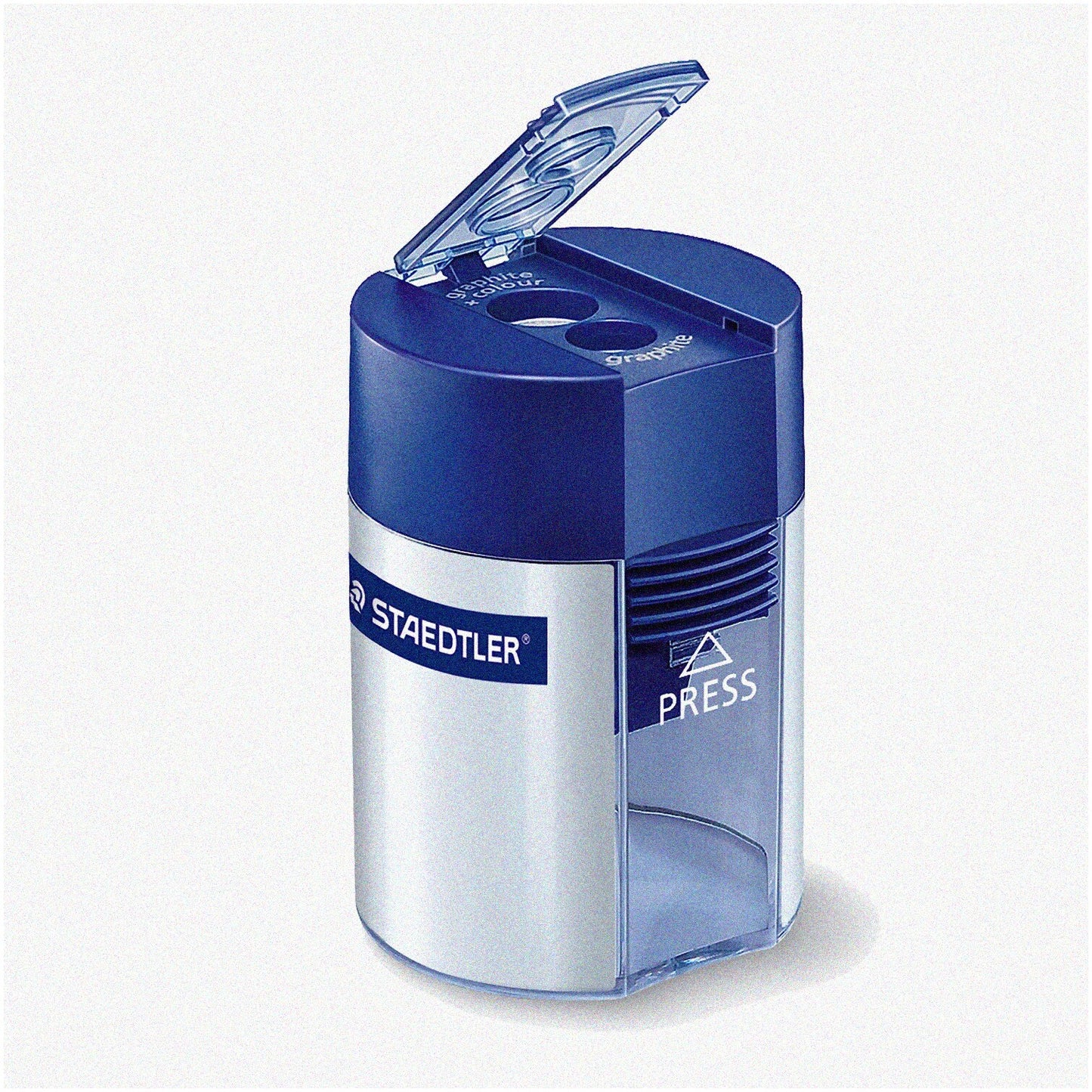 Dual-Hole Pencil Sharpener Blue Silver Compact