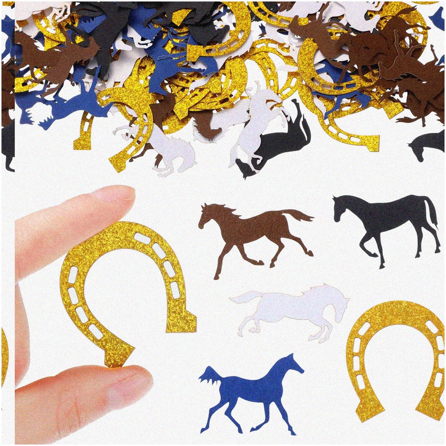 Horse-Shaped and Horseshoe Glitter Confetti Set 370 Pieces