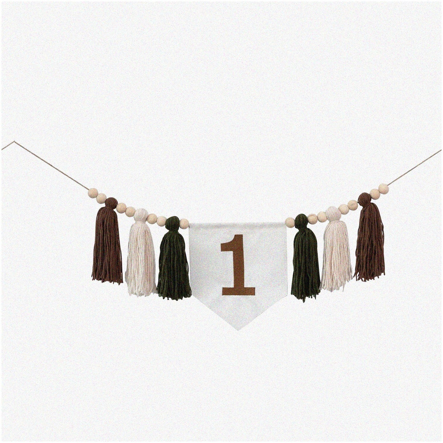 Woodland Adventure First Birthday Banner Earth Tones Yarn Garland