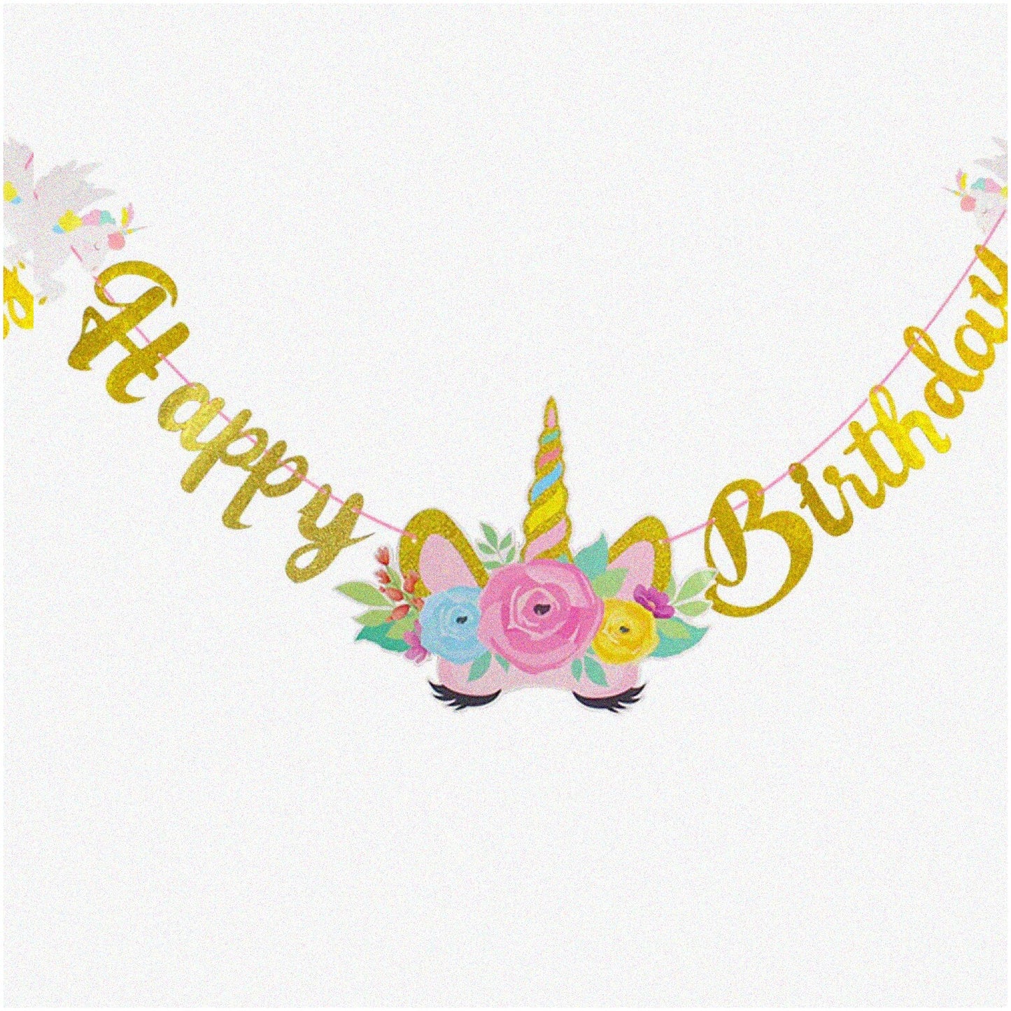 Unicorn Birthday Banner, Colorful, Adjustable