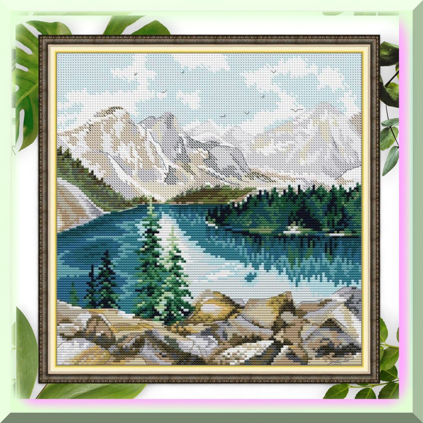 Scenic Serenity Cross Stitch Kit for Mountains and Lake