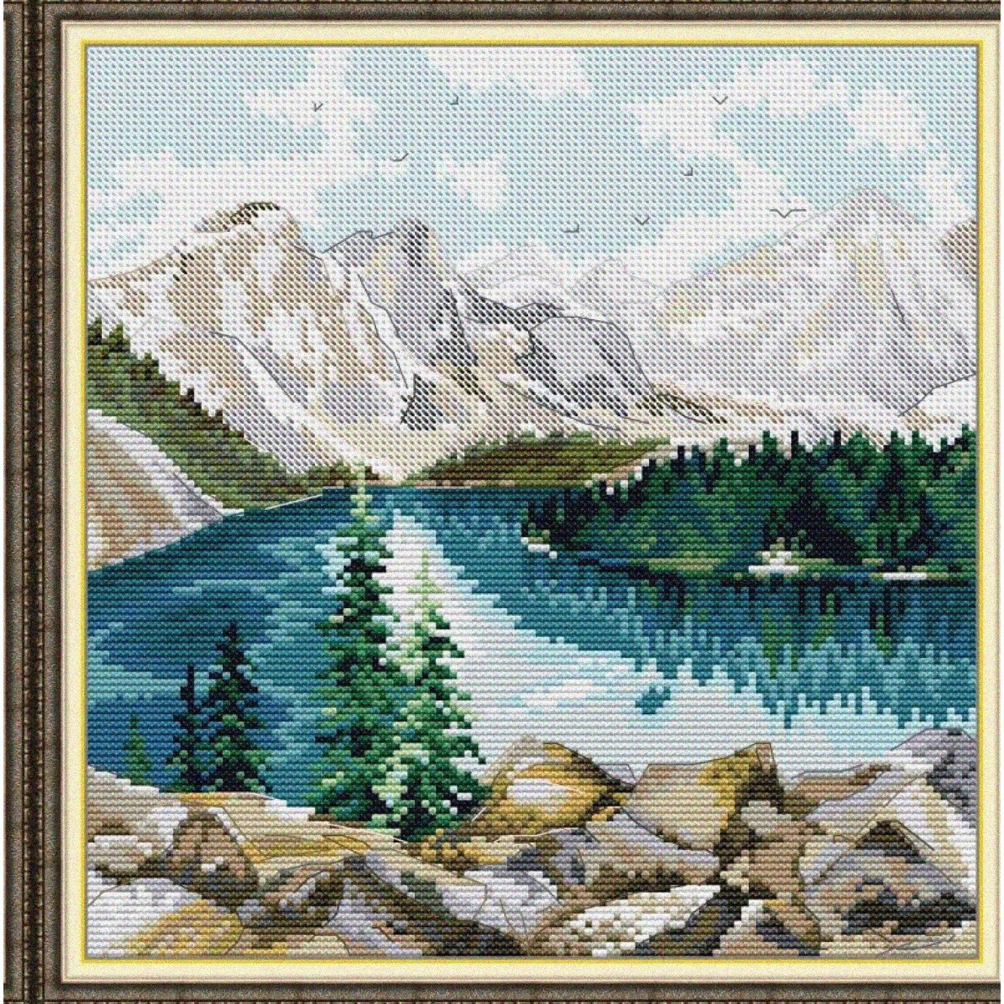 Scenic Serenity Cross Stitch Kit for Mountains and Lake