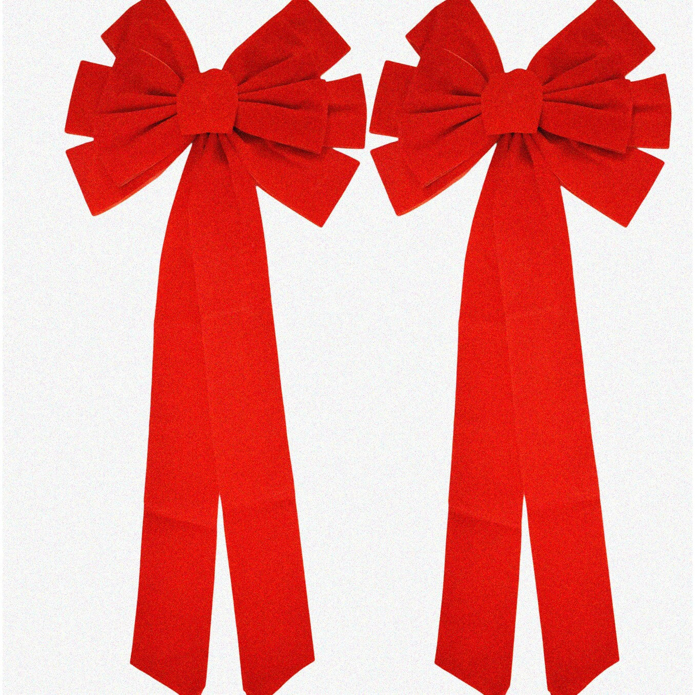 Set of 2 Red Velvet Holiday Bows 10" Wide, 26" Long
