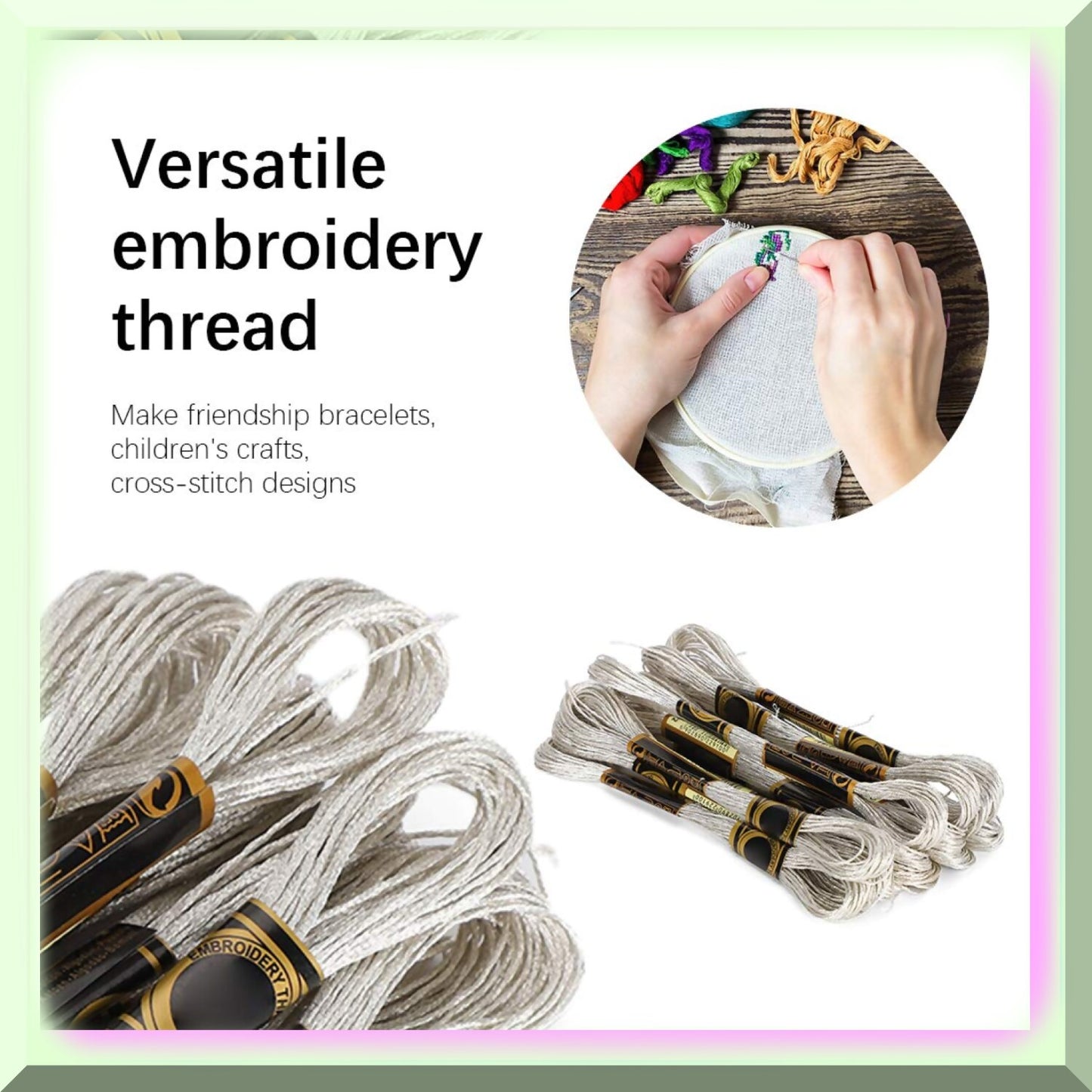 Silver Shimmer Embroidery Thread Set for DIY Projects