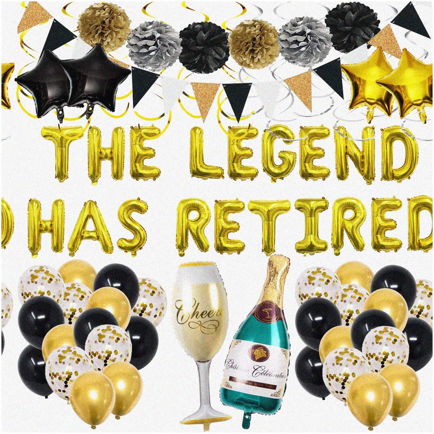 Retirement Celebration Kit with Balloons, Banner, Decorations
