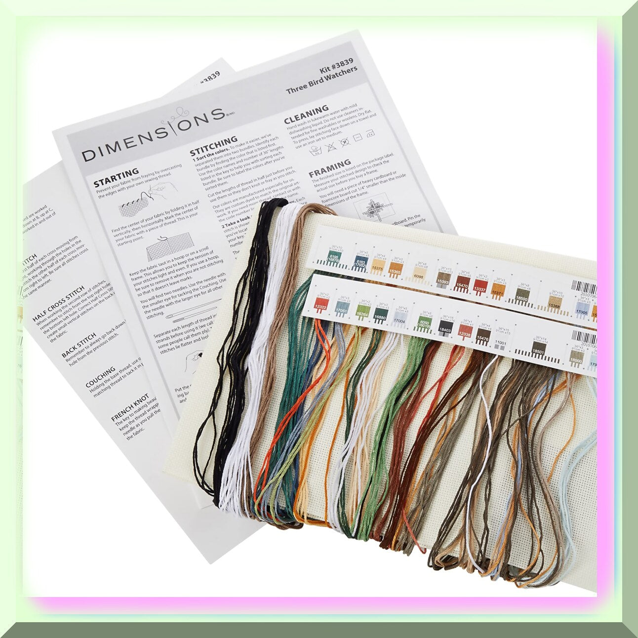 Cross Stitch Kit with Kitten Bird Watchers Design