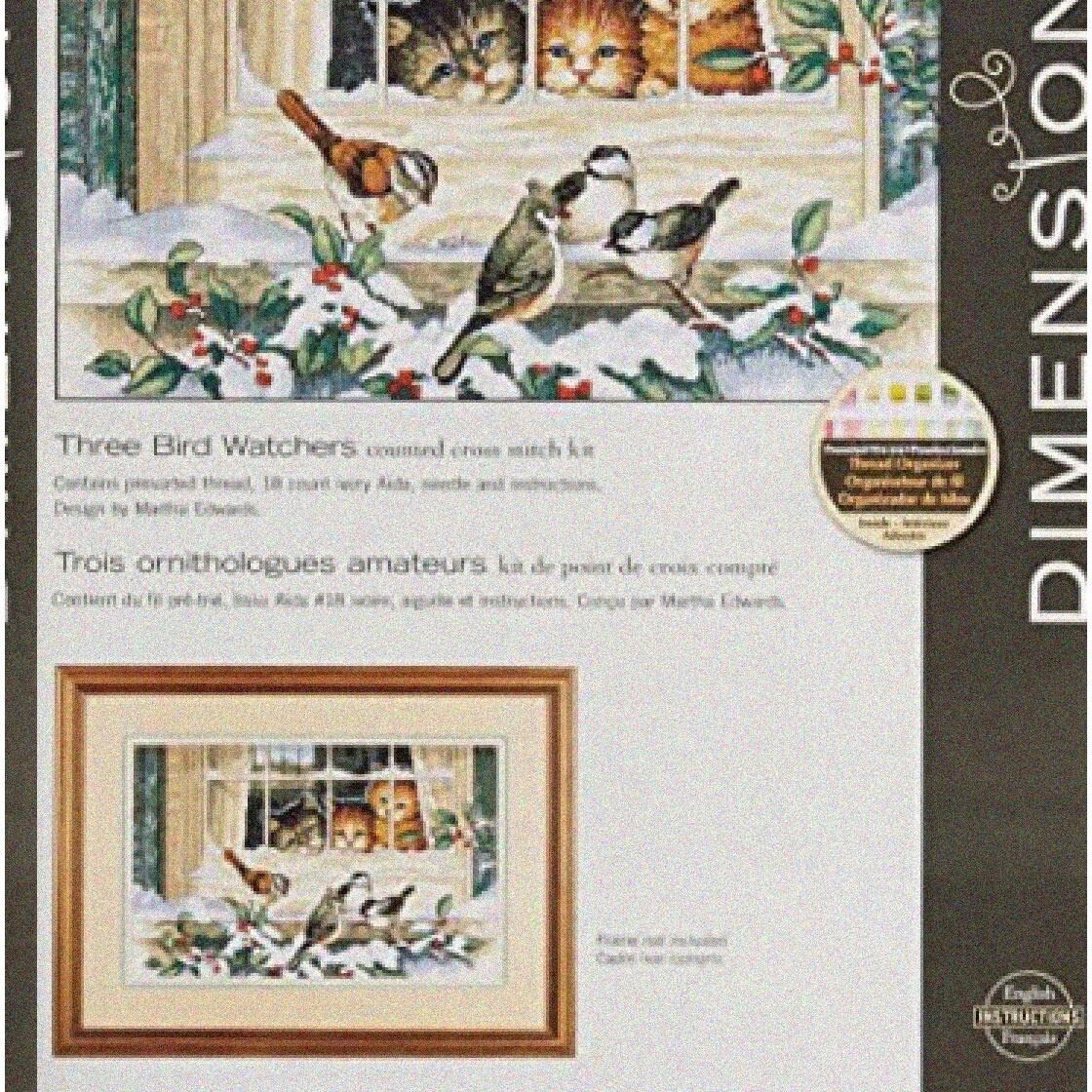 Cross Stitch Kit with Kitten Bird Watchers Design