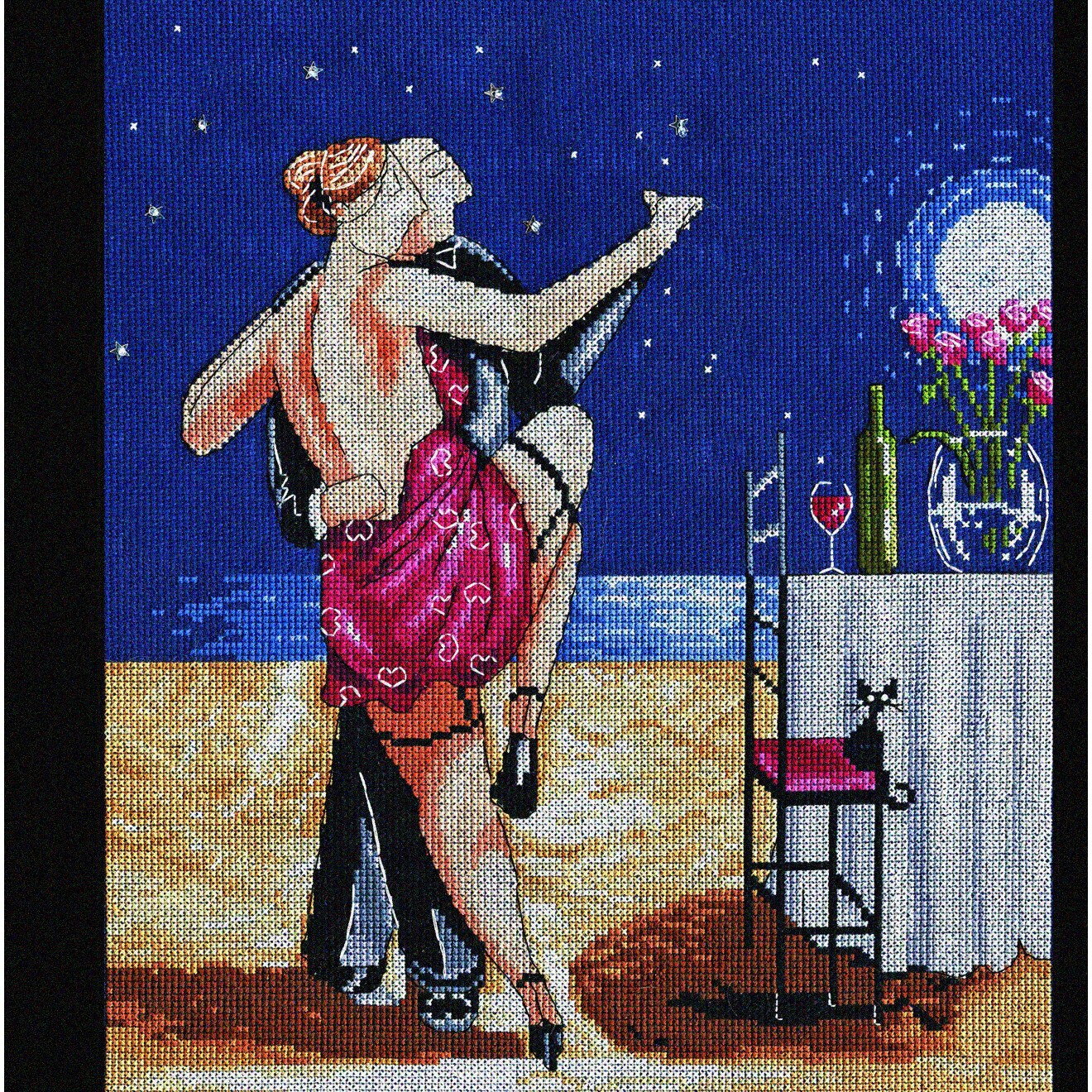Vibrant Nighttime Cross Stitch Kit for Creative Embroidery