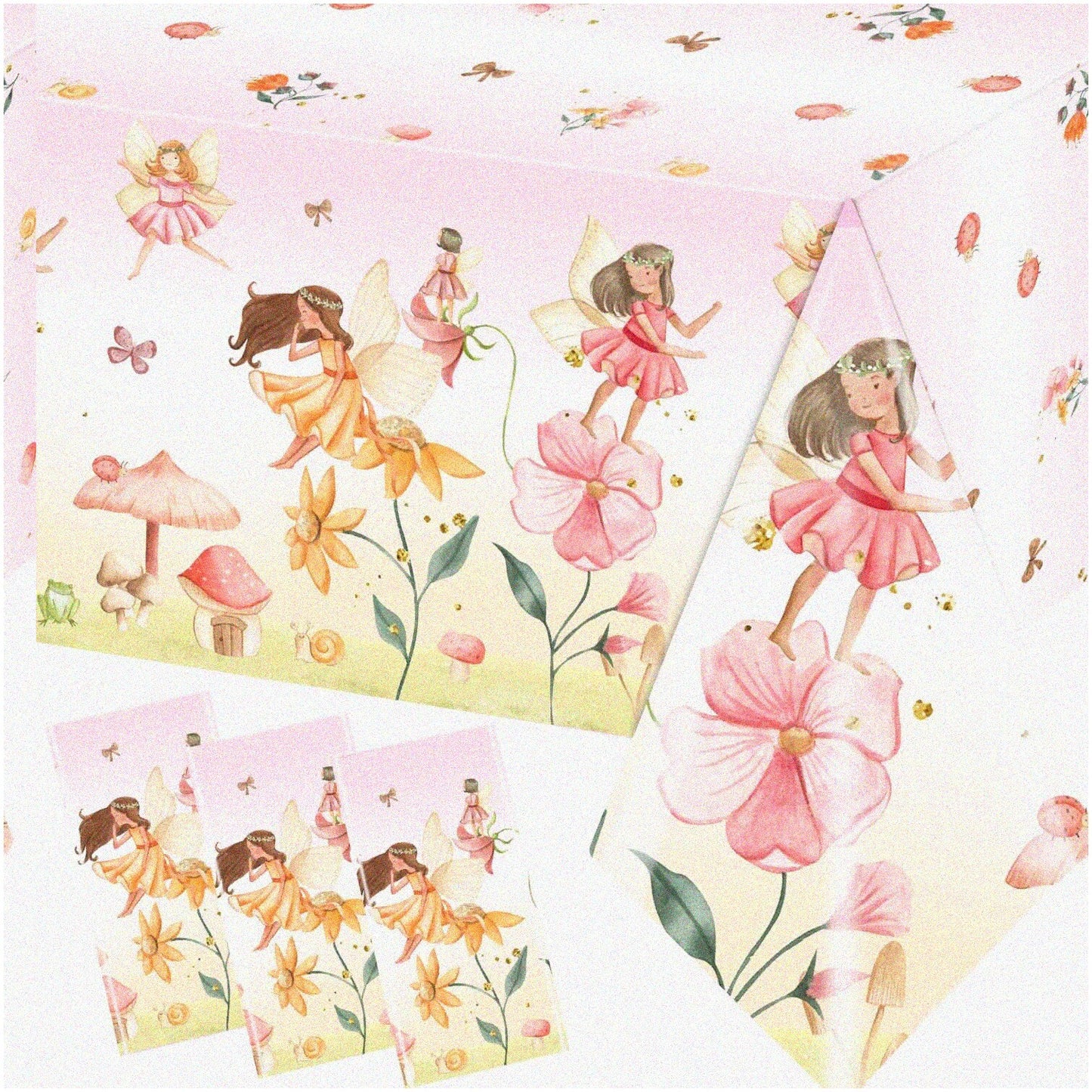 Fairy Garden Party Tablecloth Set 3pcs