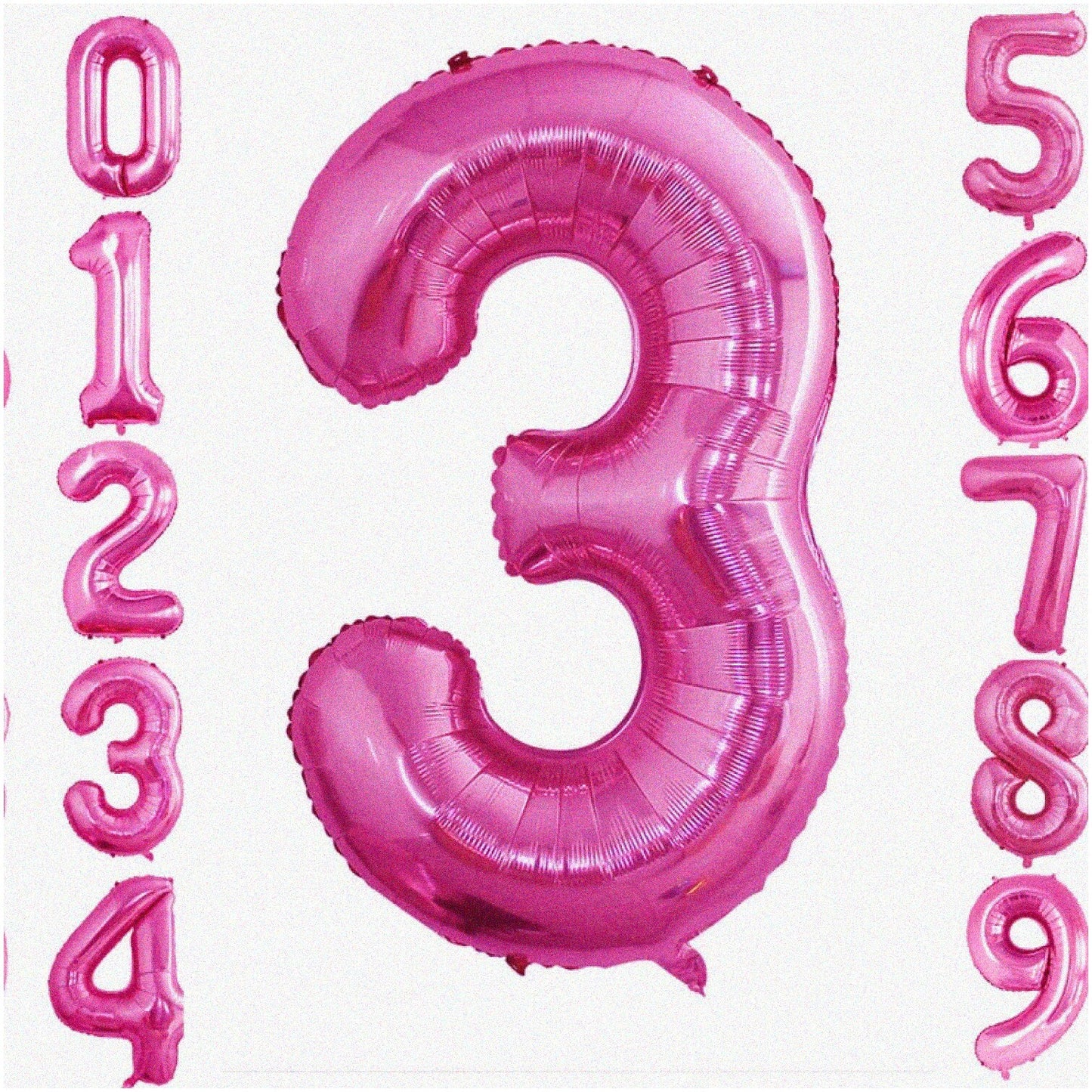 Pink Number 3 Balloons, 42-inch, 2-pack