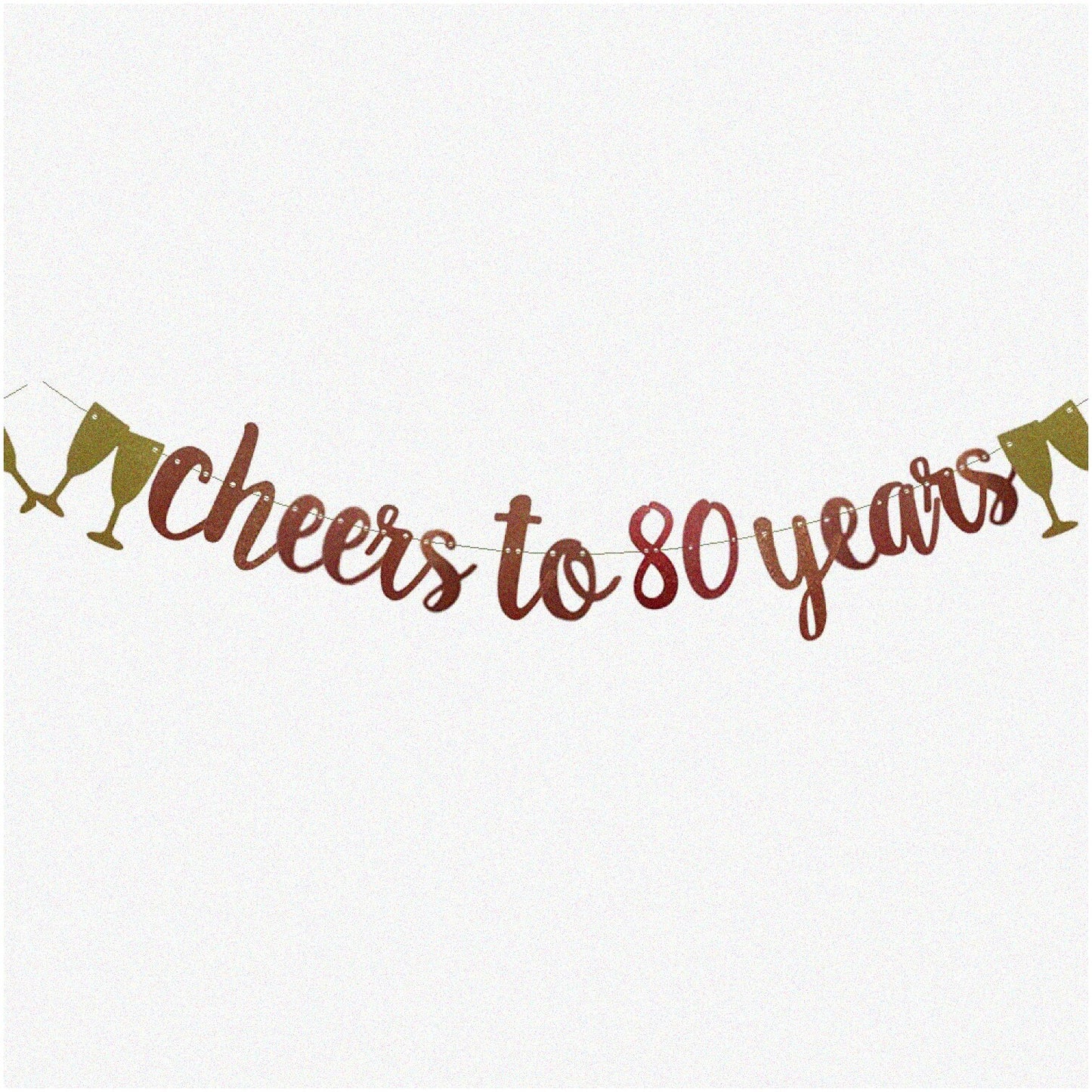 Rose Gold Glitter 80th Celebration Banner