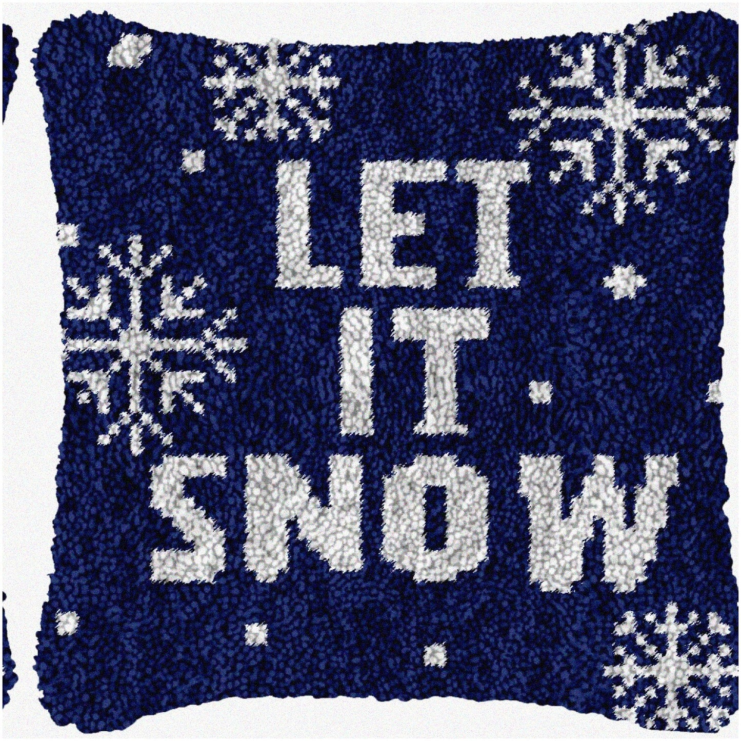 Snowy Blue Bliss Latch Hook Kit for DIY Pillow Craft