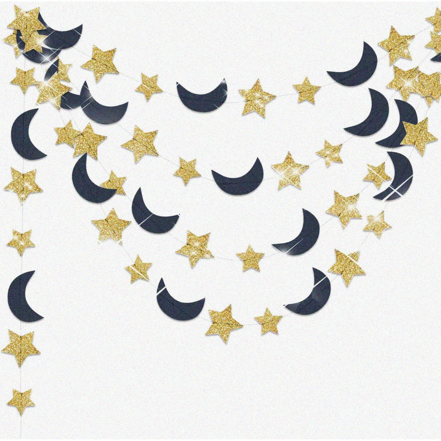 Celestial Celebration Navy Gold Moon & Star Decorations 2pcs