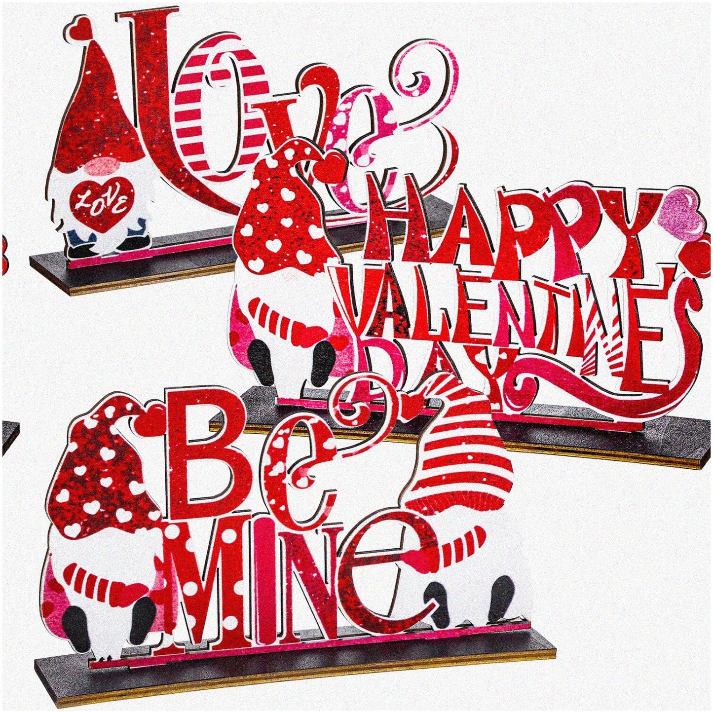 3-Piece Wooden Valentine's Day Table Decorations
