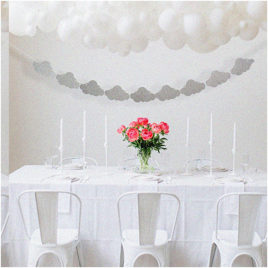 Sparkling Sky Cloudscape Party Kit with Silver Clouds
