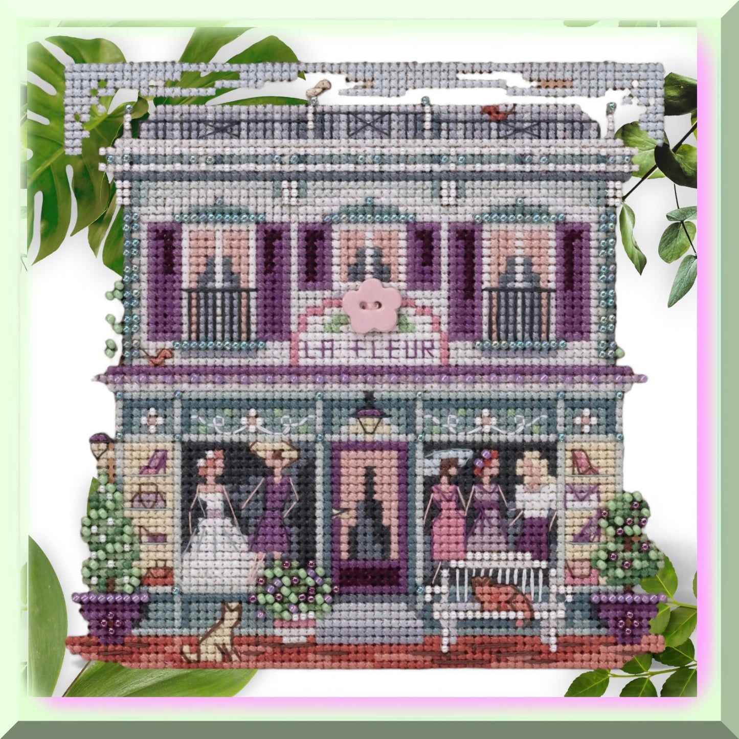 Springtime Beaded Cross Stitch Kit for Creative Embroidery