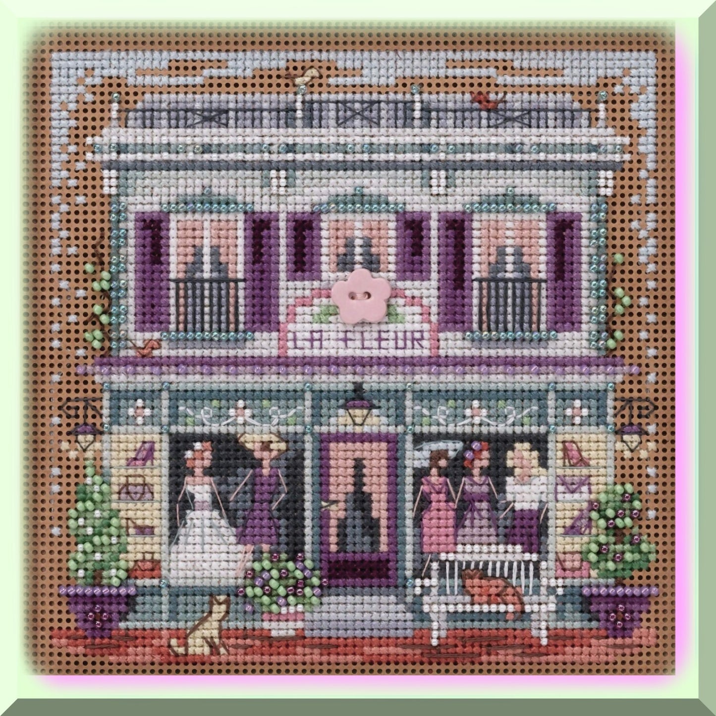 Springtime Beaded Cross Stitch Kit for Creative Embroidery