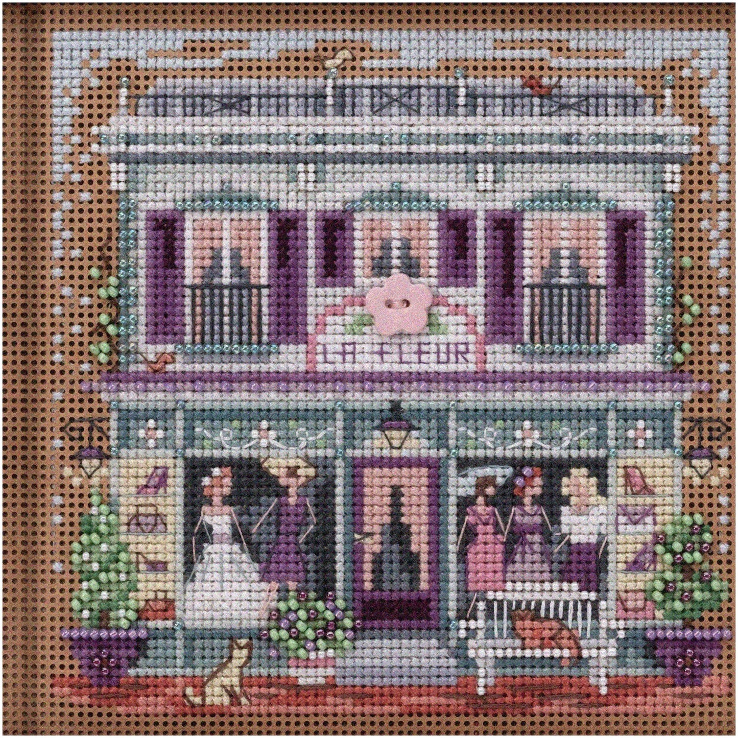 Springtime Beaded Cross Stitch Kit for Creative Embroidery