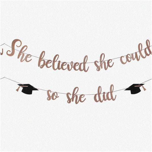 Sparkling Rose Gold Graduation Banner