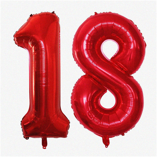 42 Inch Red Number 18 & 81 Balloons Set