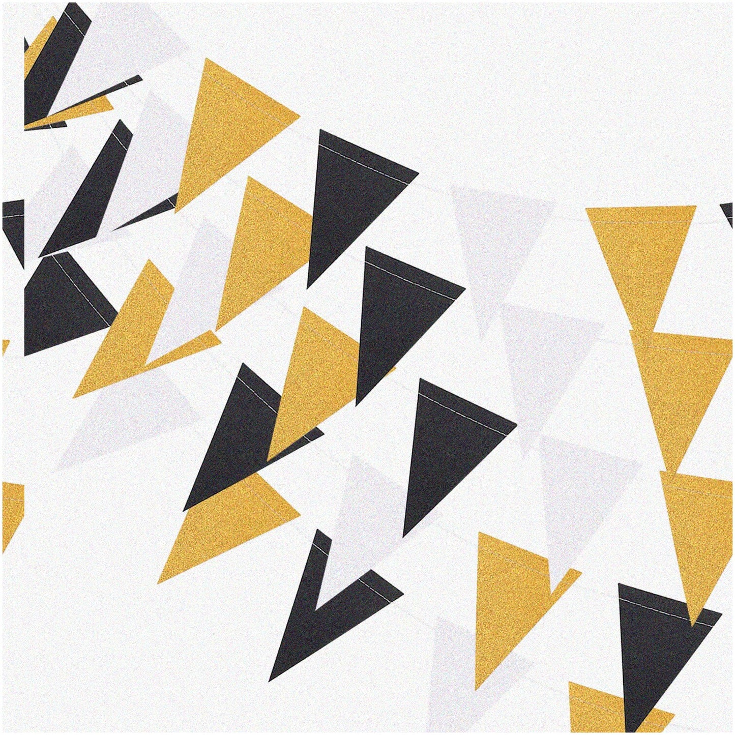 3 Pack 30ft Black White Gold Glitter Triangle Flag Bunting