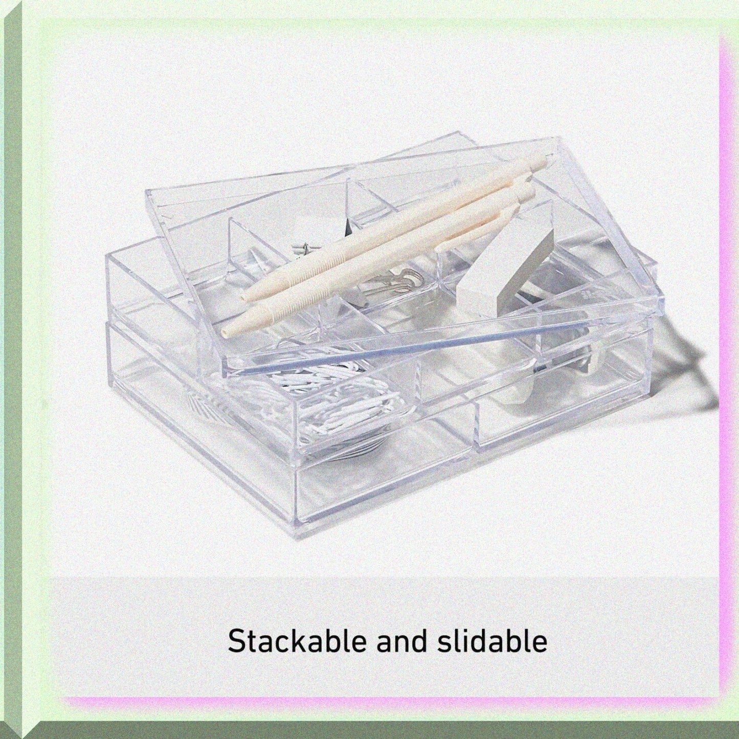Small Item Storage 6-Compartment Clear Tray