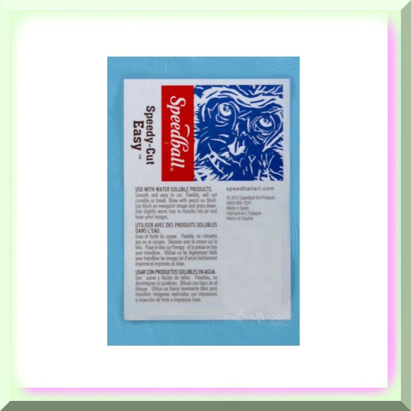 Speedy-Cut Blue Soft Rubber Carving Block 2x3 Inches