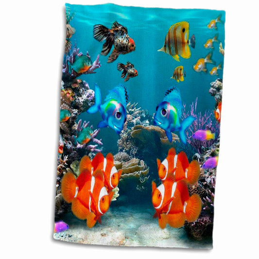 3D Rose Aquarium Style Hand Towel 15" x 22"