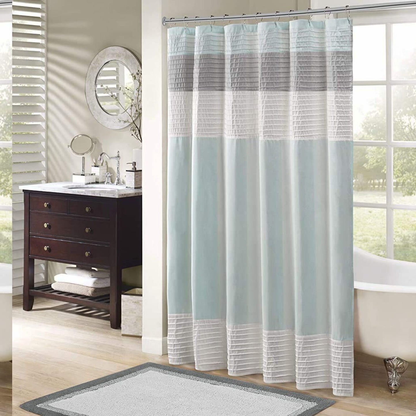Amherst Microfiber Shower Curtain 72x72 Inches Aqua
