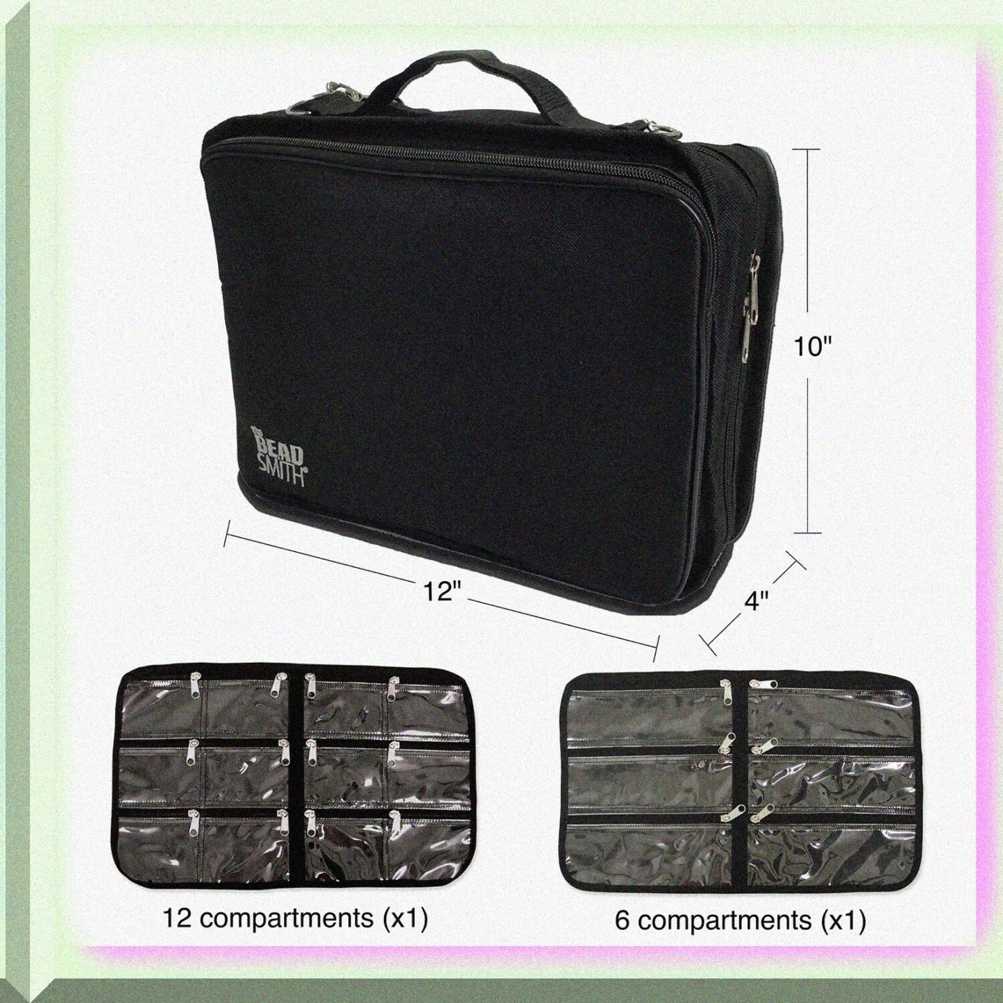 Black Canvas Tote 12x10 Inches with Removable Zippered Pockets
