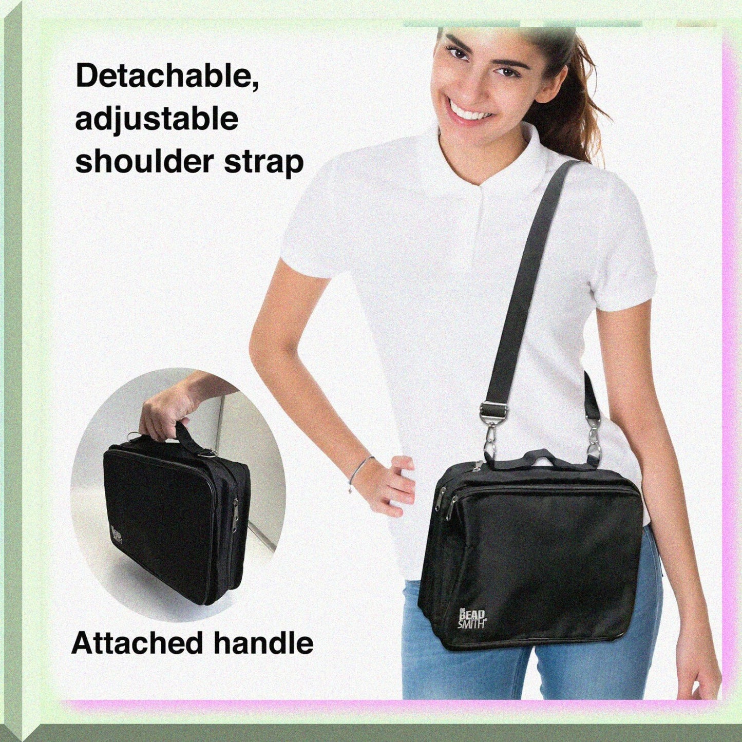 Black Canvas Tote 12x10 Inches with Removable Zippered Pockets