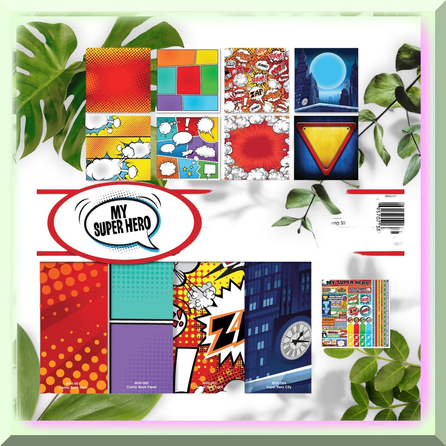 Superhero Adventure Collection Kit 12"x12" 8 Sheets