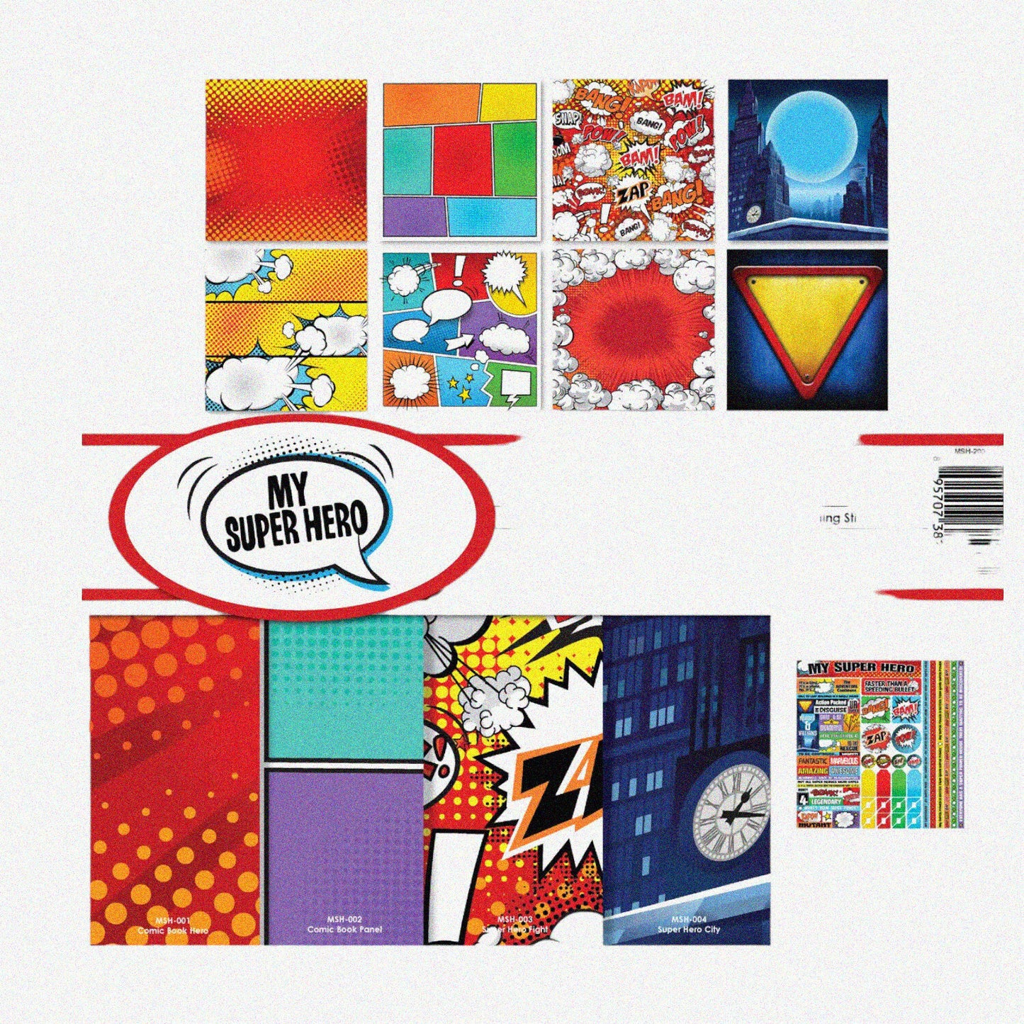 Superhero Adventure Collection Kit 12"x12" 8 Sheets