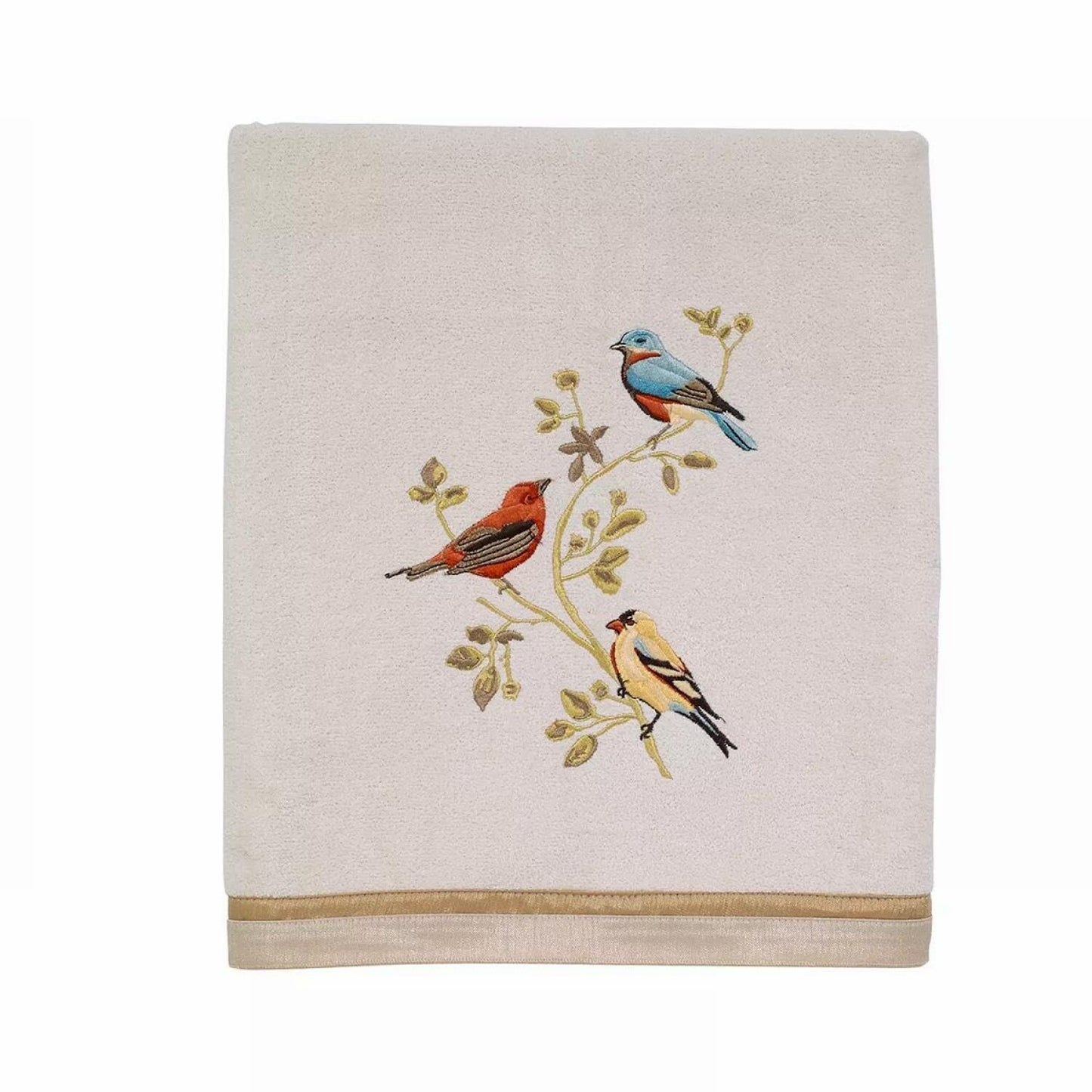 Ivory Cotton Bath Towel Gilded Birds Collection