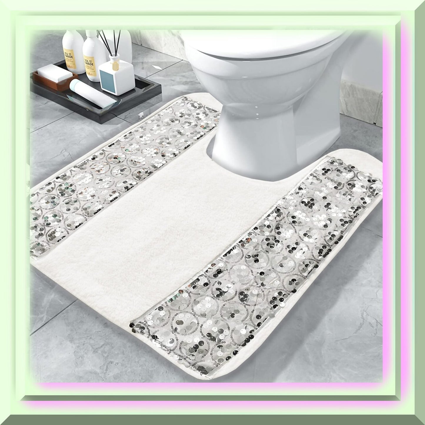 Sinatra Modern Bathroom Rug White Contour Mat
