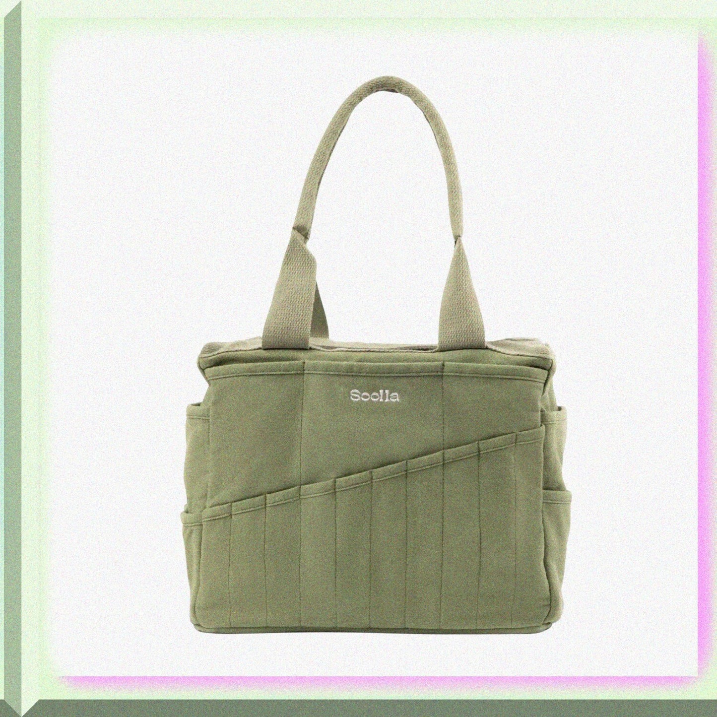 Washable Canvas Art Supply Organizer Bag, 30+ Pockets, Ganja Green