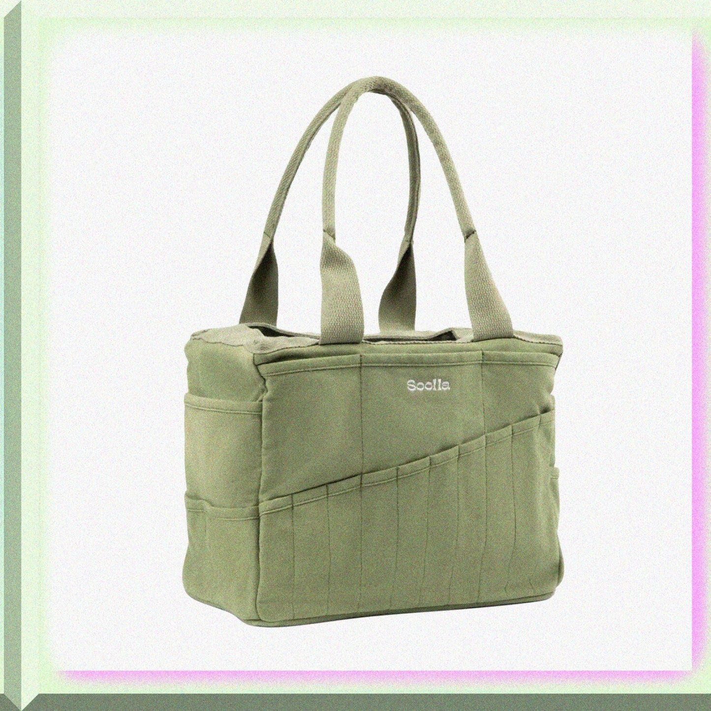 Washable Canvas Art Supply Organizer Bag, 30+ Pockets, Ganja Green