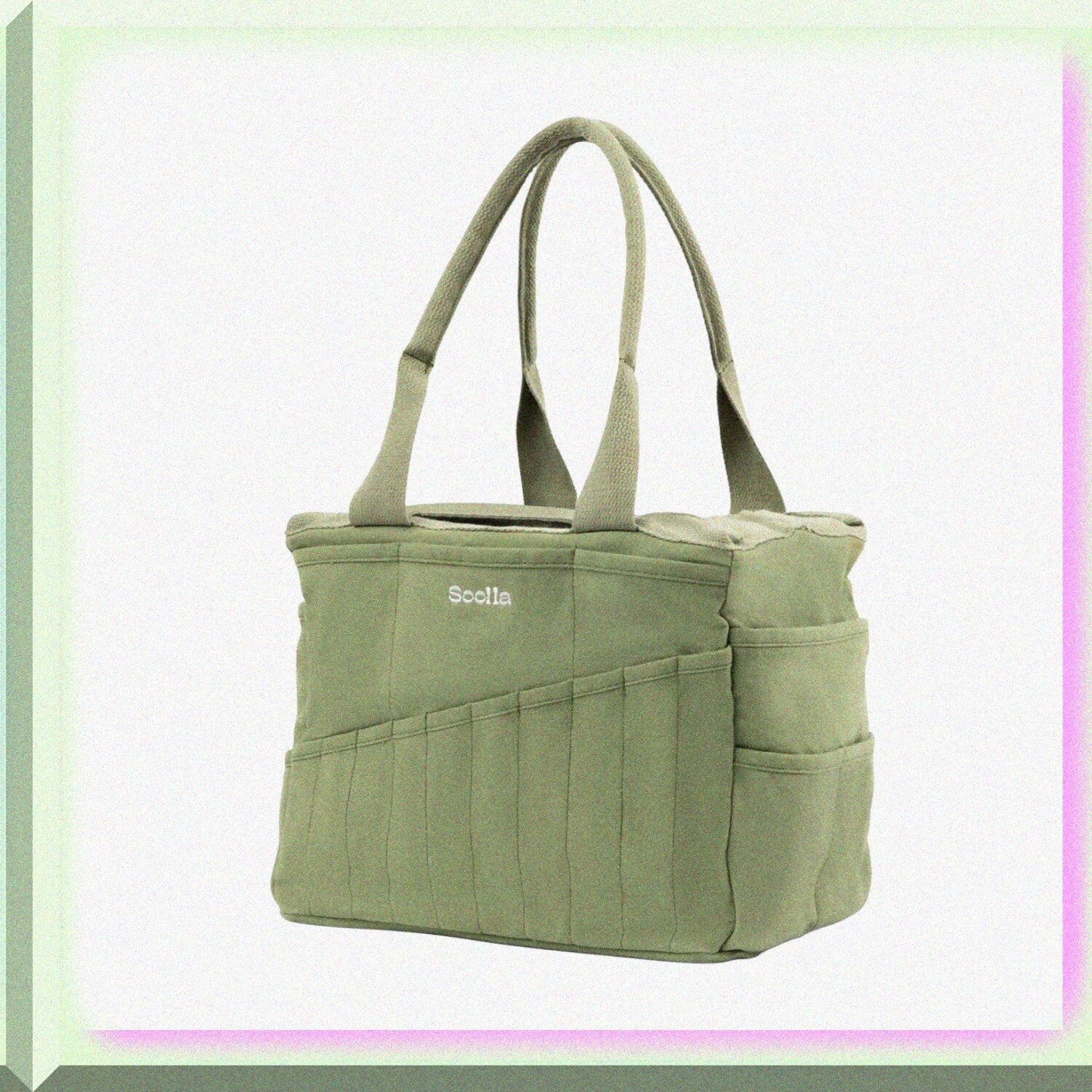 Washable Canvas Art Supply Organizer Bag, 30+ Pockets, Ganja Green
