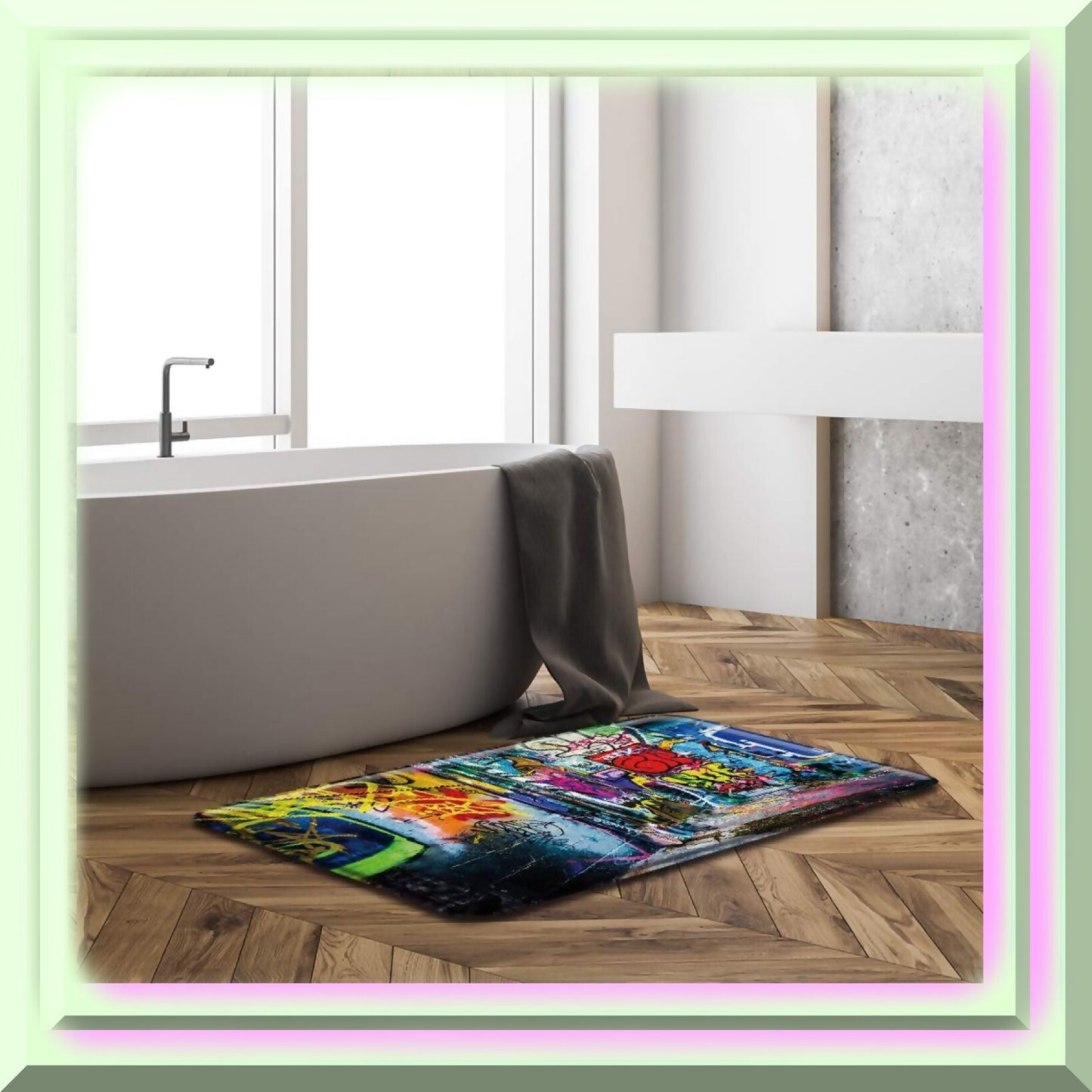 Colorful Graffiti Bathroom Rug 19.7x31.5 inches