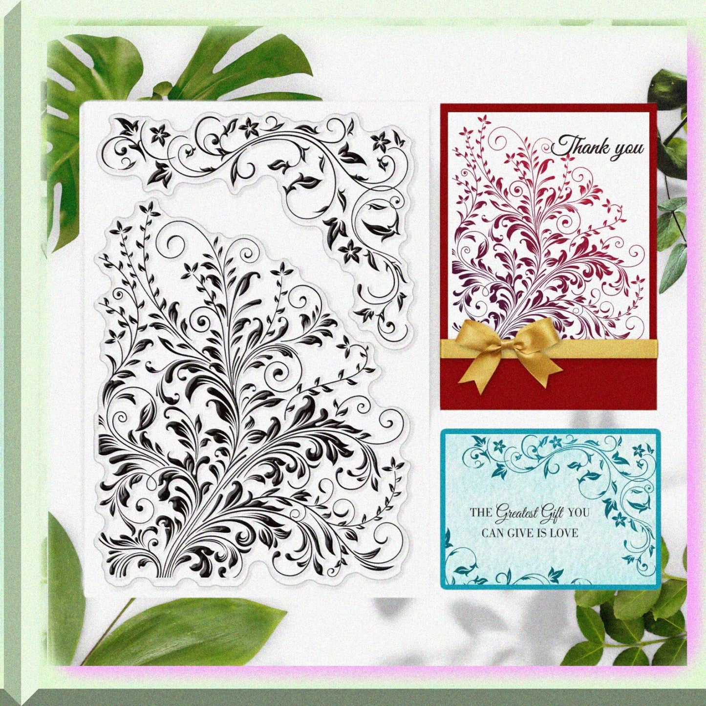 Flower Vine Lace Clear Silicone Stamps for Card Making