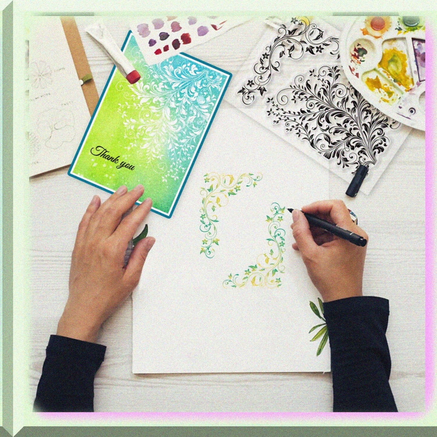 Flower Vine Lace Clear Silicone Stamps for Card Making