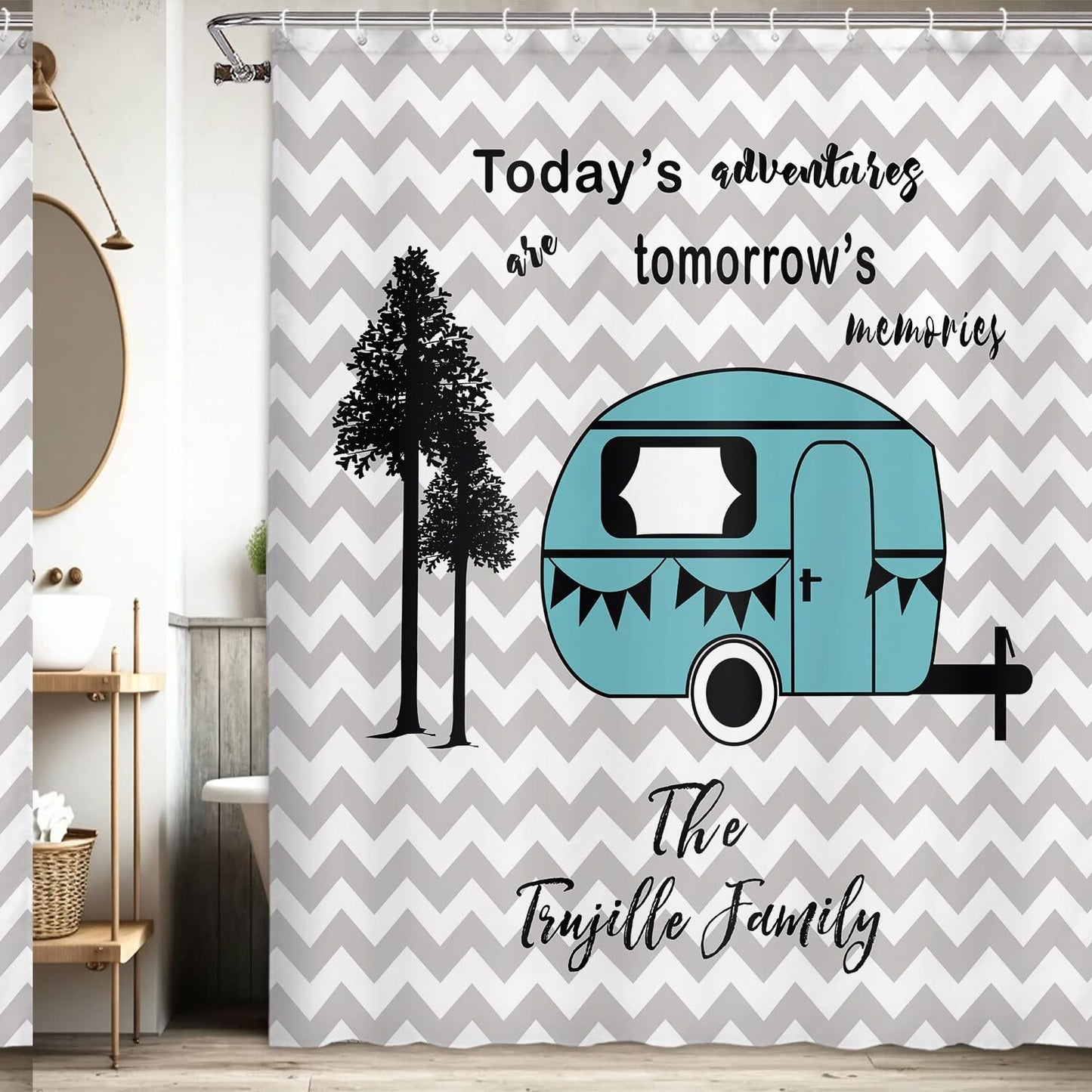 Camper RV Shower Curtain 36x72 Inches Waterproof Polyester