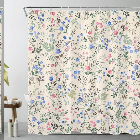 Blue and Pink Wildflower Shower Curtain 72x72 inch