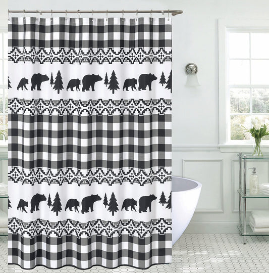 72" Woodland Black Bear Shower Curtain