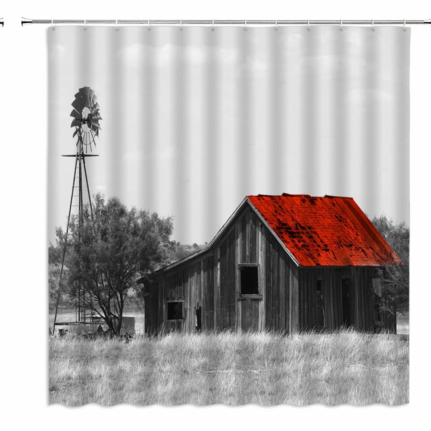 Farmhouse Barn Shower Curtain 71x71 Inches