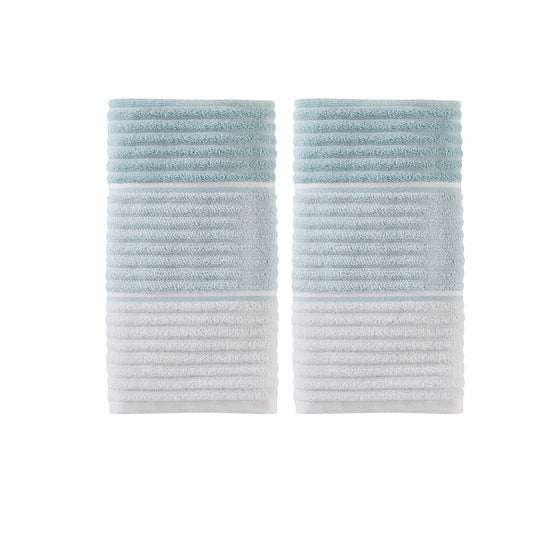 2 Pc Turkish Cotton Hand Towel Set Aqua